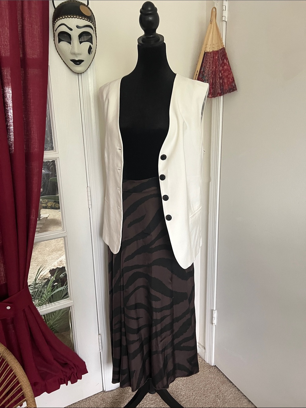 Brown and Black Zebra Print Maxi Skirt - Women